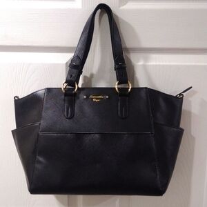 Samantha Vega Designer Black Leather 2-Way Handbag Shoulder Bag - Good Condition